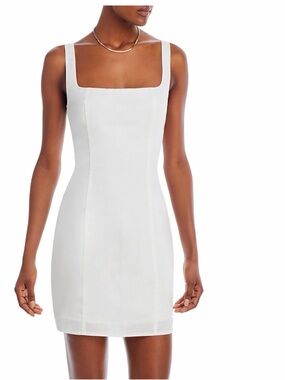 Aqua White Square Neck Mini Dress